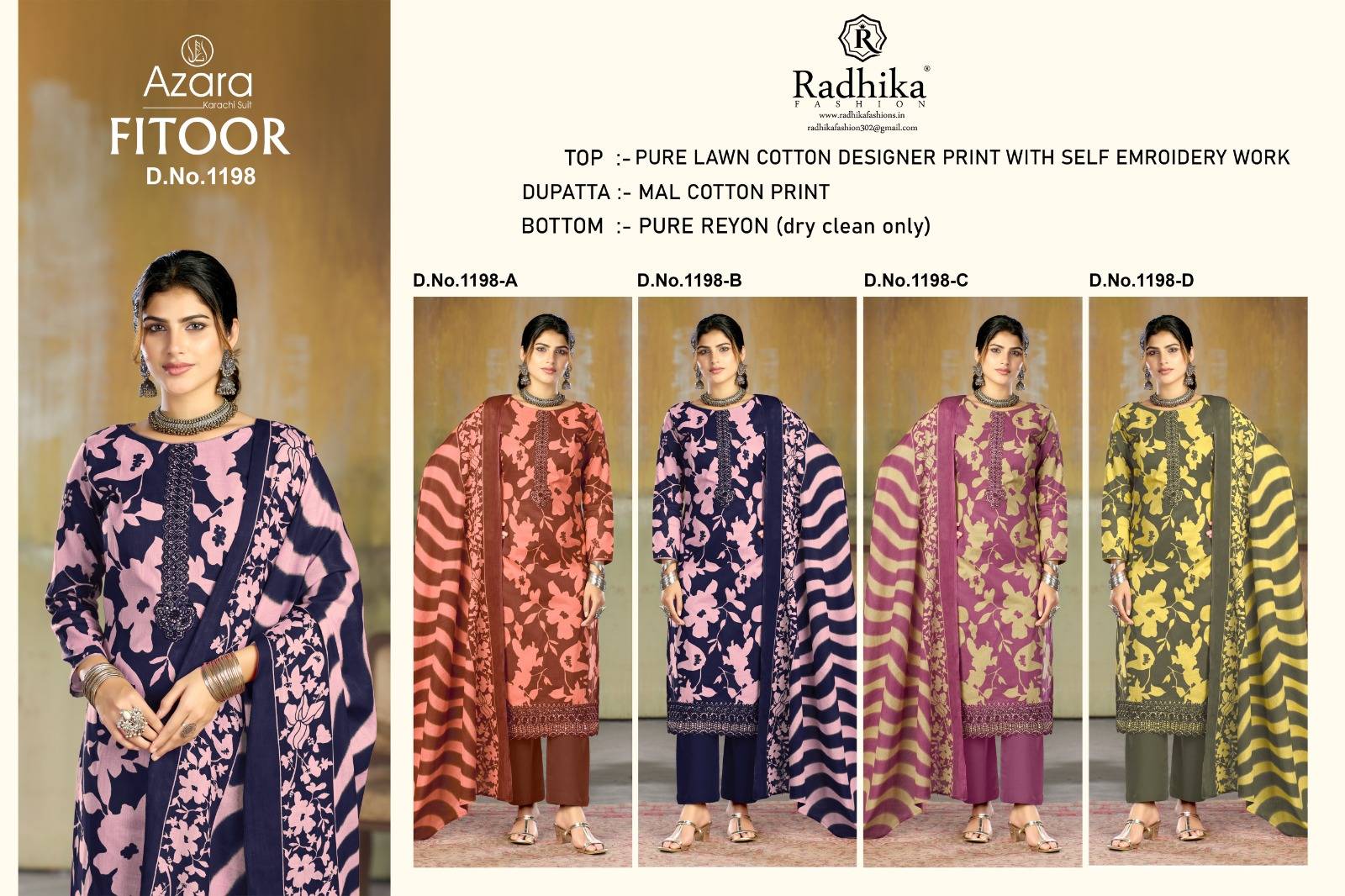 FITOOR By Radhika fashion Beautiful Festive Suits Colorful Stylish Fancy Casual Wear & Ethnic Wear Cotton Dresses At Wholesale Price